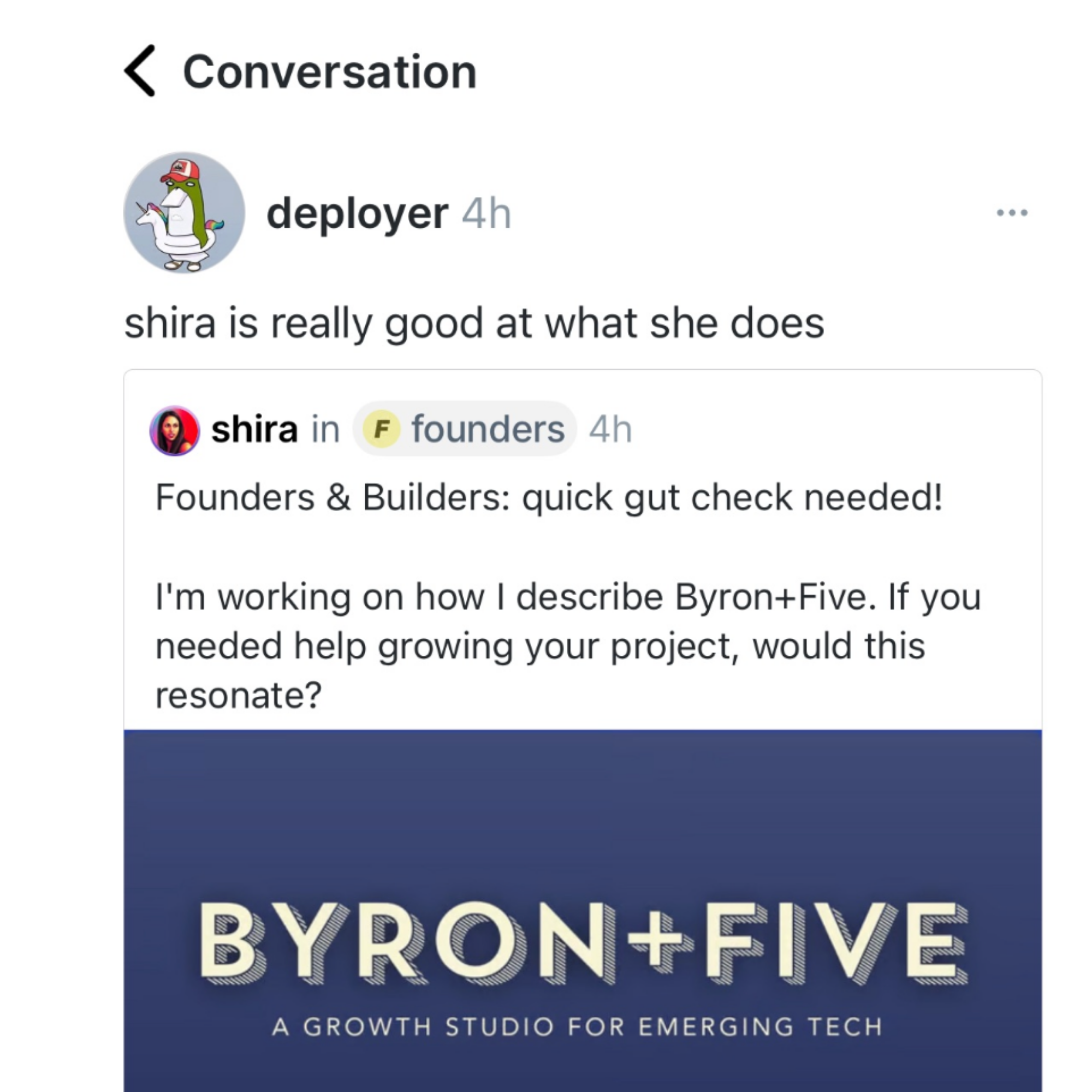 Deployer on Farcaster: shira is really good at what she does